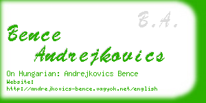 bence andrejkovics business card